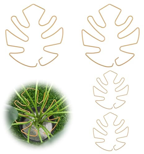 4 Pcs Monstera Support Set, Iron Stem Holder, Plant Holder, Plant Accessories for Outdoor and Indoor, Monstera Stabilizer for Keeping Growing Vertical (Gold)