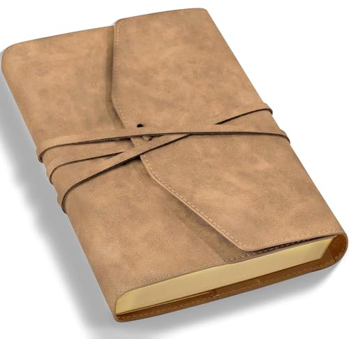 CAGIE Leder Notizbuch A5 Gebundenem Einband Vintage Journal für Frauen Männer, Softcover 160 Seiten Leeres Buch zum Schreiben, Travel Journaling Skizzieren Scrapbooking, 5,9x 8,6 in