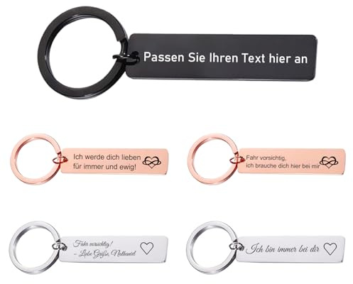 Schlüsselanhänger Personalisiert mit Gravur - Beidseitige Gravur möglich Text Telefonnummer Name, personalisiertes Schlüsselanhänger-Geschenk füR MäNner Freund