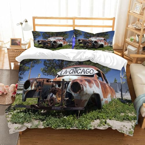 NIOYNJIS Bettwäsche Set 100% Baumwolle ist,Altes Auto auf der berühmten Route 66 in den USA,und allem auch für Personen mit Hautsensibilisierung empfohlen 178x208cm