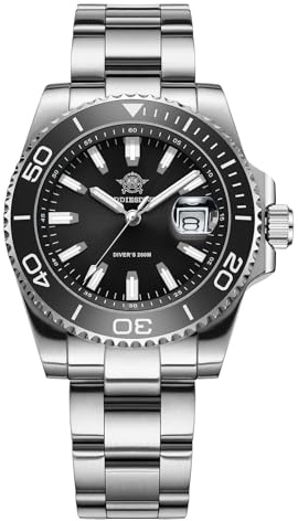ADDIESDIVE Herrenuhr Taucheruhr 200m Wasserdicht Quarz Analog leuchtend | ADDIESDIVE Herrenuhr Taucheruhr Quarz 200m/20bar leuchtend, Keramiklünette, Edelstahlarmband, Freizeit- und Business-Stil