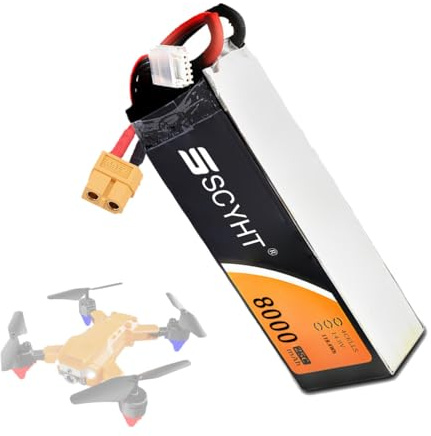 SSCYHT 4S Lipo-Akku 14,8 V 10000 mAh 8000 mAh Lithium-Akku 14,8 V Drohnen-Akkus 10000 mAh Ersatzakkus für 50 W – 150 W Motoren mit XT60 XT90S-Anschluss,14.8v8000mah 1pack