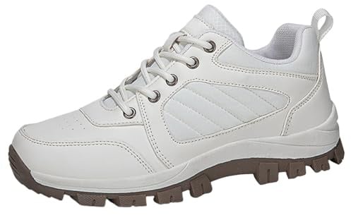 Generisch Chaussures de randonnée pour femme - Pieds larges - Chaussures de trekking avec dessus en cuir - Chaussures de randonnée légères - Chaussures de marche confortables à enfiler - Résistantes à