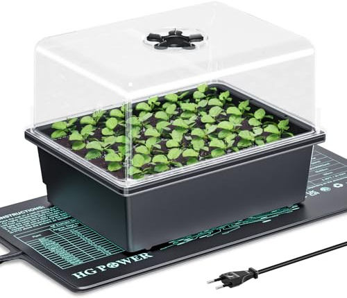 HG Power 55w Heizmatte Pflanzen Anzuchtkasten Opt., Zimmergewächshaus mit 30 Zellen und Anzuchthaube, für Sämlinge, Gemüse & Kräuter – Opt. D Tray + MAT