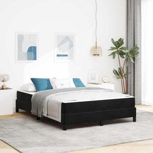 Tonture Boxspringbett mit Matratze, Schwarz, 140x210 cm, Stoffbezug, Holzwerkstoffrahmen, für 2 Personen, Schlafzimmer