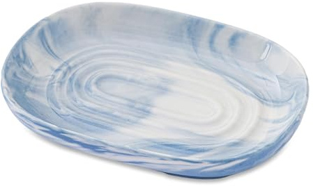 Anti Slip Ceramic Soap Dish, Marble Soap Dishes for Bathroom | Soap Tray Dish for Shower, Kitchen and Sink, Keep Soap Dry & Easy Cleaning, Moisture Proof and Mold Proof Soap Holder (Blue)