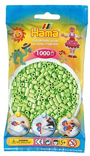 Hama Perlen 207-47 Bügelperlen Beutel mit ca. 1.000 Midi Bastelperlen mit Durchmesser 5 mm in Pastell Grün, kreativer Bastelspaß für Groß und Klein