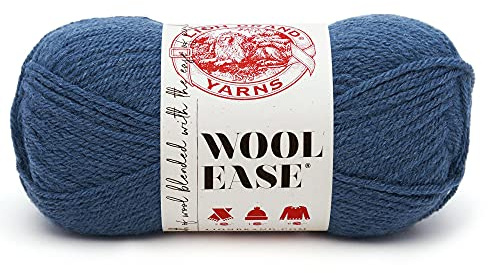 Lion Brand Yarn Wool-Ease Yarn, Worsted-Weight Yarn for Knitting and Crocheting, 1 Pack, Denim