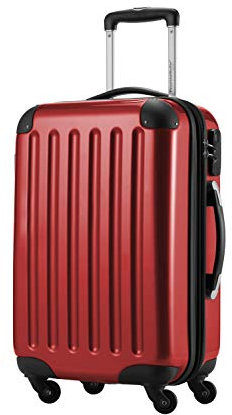 HAUPTSTADTKOFFER Alex - Handgepäck, 55 x 38 x 23 cm, 4 Rollen, 42 Liter, Reisekoffer, Hartschalenkoffer, Rollkoffer, Bordgepäck Koffer, erweiterbar, Rot
