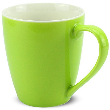 Tassen 6er Set in grün - Schlichte Porzellan Kaffeebecher in 350ml für Tee Kaffee Cappuccino - Moderne Kaffeetassen spülmaschinenfest und mikrowellengeeignet als Geschenk