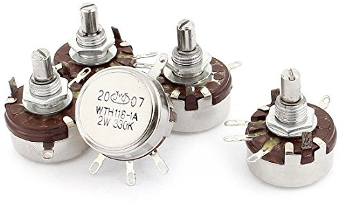 Sourcingmap Wth118-1A 2W 330K Ohm Rotary Taper Carbon Potentiometer 5Pcs
