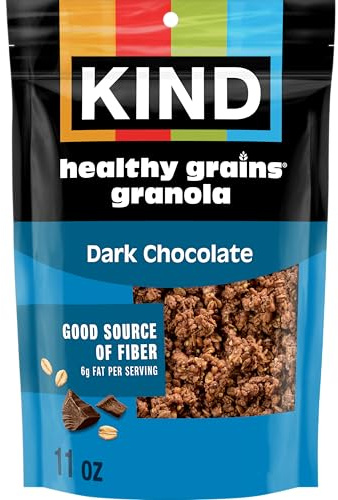 KIND Healthy Grains Granola, Dark Chocolate Clusters, Healthy Snacks, Gluten Free, 100% Whole Grains, 10g Protein, 11oz, 1 Count