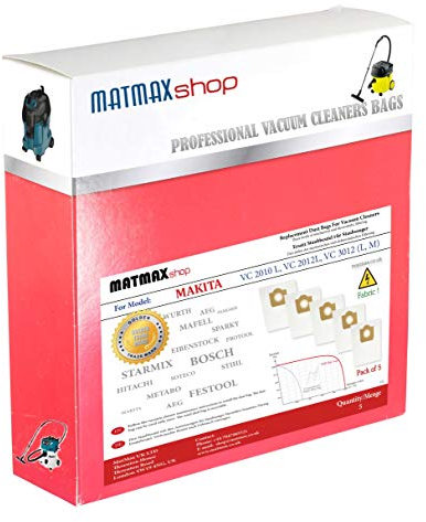 Disposable, Self Cleaning Filter Dust Bag For: Makita VC 2010 L; VC 2012 L - (Pack of 5)