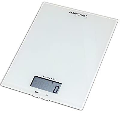 Deutsch sprechende digitale Küchenwaage I 1300S I Glaswaage mit großem LCD Display I Tragkraft bis 5000g I Multifunktions-Lebensmittelwaage I Genaue Präzision bis zu 1g