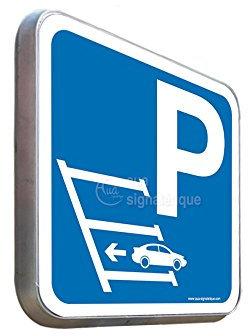 AUA SIGNALETIQUE - Stationnement en Marche Arrière Gauche - Panneau Type Routier Avec Rebord - 350x350 mm alu type routier