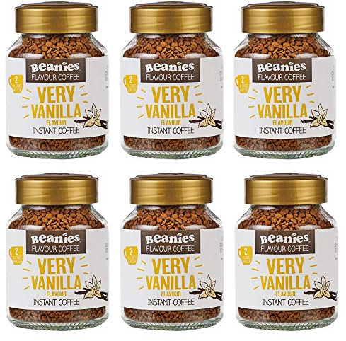 6x Beanies Very Vanilla Flavoured Instant Coffee Jars: 50g per jar