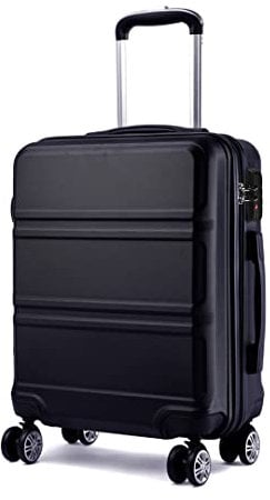 KONO Trolley Koffer Mittelgroß 4 Rollen Leicht Hartschalenkoffer Reisekoffer mit TSA Schloss, 65x41x26cm, 61Liter, Zwillingsrollen Rollkoffer, ABS Hartschale (Schwarz, L)