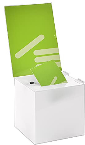 Zeigis Losbox 20cm, abschließbar + Topschild A4 Hoch, blickdicht | Mit 2 Schlüsseln / Einwurfschlitz 3x120mm / hochwertiges Acrylglas / kann auch ohne Topschild verwendet werden