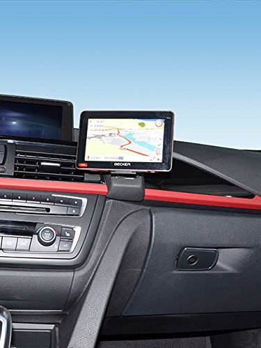 KUDA Handyhalterung passend für BMW 3er ab 02/2012 (F30 F31 F34) & 4er- Telefonkonsole für Smartphones, Handys, Navi und mehr – Echtleder, schwarz, 5020