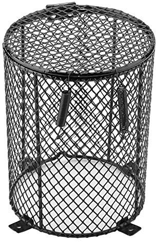 Fdit Pet Reptile Anti-Scald Lamp Mesh Cover Round Square Day Night Ceramic Light Bulb Heating Lampshade(Cylinder Shape)