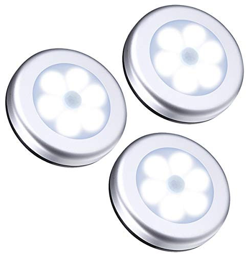 Sicherheitssensor Outdoor/Indoor - 3 Stücke Wireless PIR Automatische Bewegungssensor Nachtlicht für Treppe, Kleiderschrank, Flur - 6 LED Außenleuchte Lampe