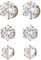 JewelryWe Magnet Ohrringe Magnetische Ohrstecker: 3 Paare Set Gold Ohrclips für Herren Damen Edelstahl Rund Zirkonia Magnetohrringe Fake Plug Tunnel Non-piercing Clips Ohne Ohrloch 6-8mm