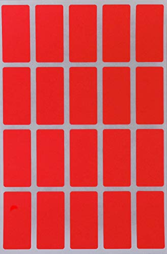 Royal Green Colored Rectangular Stickers in Neon Red (40mm x 19mm) 4 cm x 1.9 cm -1000 Pack