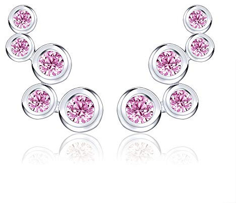AoedeJ Blase 925 Sterling Silber ohrringe, Zirkonia Ohr Kletterer ohrstecker, ohrringe hängend für damen mädchen kinder clip ohrringe schmuck (Rosa)