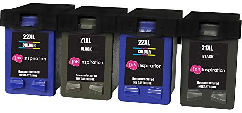 Ink Inspiration® 4 Premium Druckerpatronen Ersatz für HP 21XL 22XL Deskjet F2120 F2180 F2280 F335 F375 F380 F390 F4180 F4190 3940 D1460 D2360 D2460 Officejet 4315 4355 PSC 1410 1415