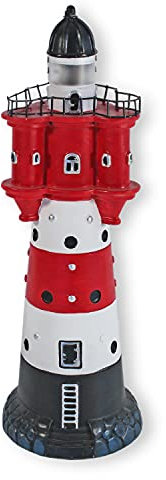 colourliving Leuchtturm Roter Sand 33 cm Deko Leuchtturm mit Licht Maritime Deko LED Beleuchtung