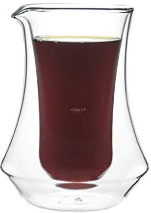 KRUVE PIQUE Coffee Carafe - Elegant Double-Wall Glass Design, 10oz (300ml) Capacity for Perfectly Brewed Coffee, Ideal for Entertaining Guests and Coffee Lovers, Keeps Your Brew Hot and Hands Cool