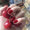 TseenYi Faux Ongles Cerise Rouge Couleur Unie Carré Pleine Couverture Faux Ongles pour Femmes et Filles （24 Pièces）
