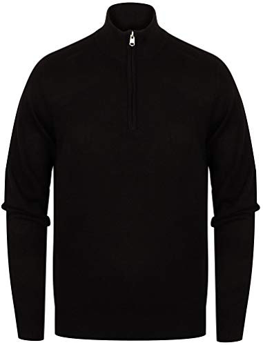 Kensington Eastside Men's Funnel Neck Quarter Zip Knitted Jumper Black