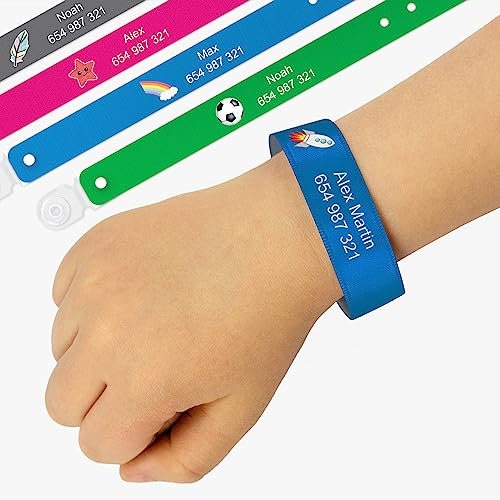 Stikets Lot de 9 Bracelets d'identification personnalisés pour Fille ou garçon