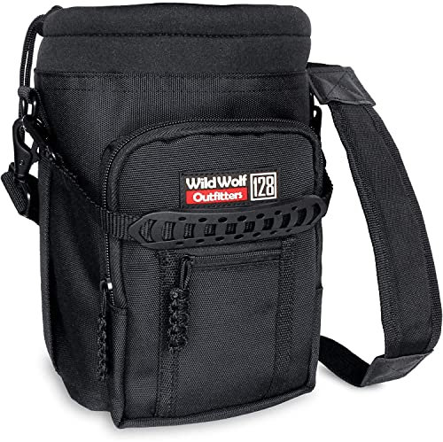 Portabottiglie per bottiglie da 3,628,7 ml nero per trasportare proteggere e isolare la tua migliore boccetta con questo vettore di grado militare con 2 tasche tracolla imbottita regolabile