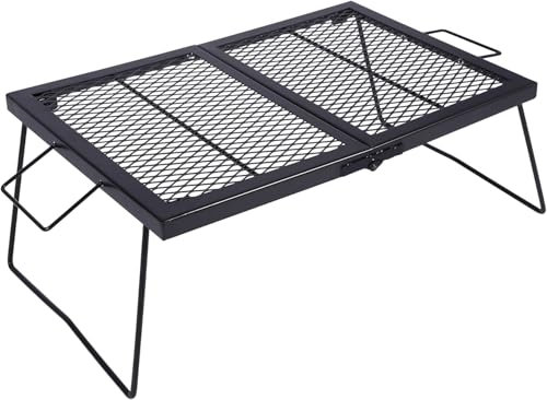 REDCAMP Large Folding Campfire Grill Heavy Duty Steel Grate, 60 x 40 cm Portable Over Fire Camp Grill for Outdoor Open Flame Cooking