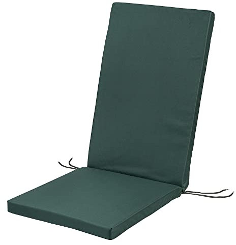SOFTILLO Waterproof High Back Chair Cushion With Ties 120x45x4cm | Indoors/Outdoors Patio Seat Pad Cushion For Garden Chairs, Loungers, Recliner, Relaxer | Water-Resistant Material |Dark Green