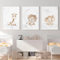3 Poster Tiere Baby Jungen Mädchen 30 x 40 cm Wandbilder Kinderzimmer Löwe Giraffe Elefant Wolke Mond Sterne Wanddeko Leinwand Geschenk ohne Rahmen