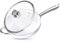 INTIGNIS Frying Pan with Lid Non Stick Deep Sauté Pan, Stainless Steel Induction Base for All Hobs Ceramic Ovenproof Dishwasher Safe (White, 28 CM)