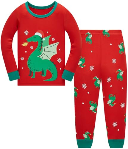 TEDD Pigiama Natale Ragazzo Ragazza Babbo Natale 100% Cotone Lungo Indumenti da Notte Abiti Natalizi Vestiti Bambino Due Pezzi Impostato Regalo di Natale per Unisex Bambini 9-10 Anni