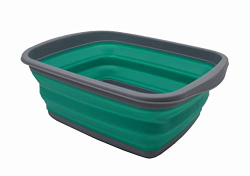 SAMMART Baignoire pliable - Lavabo portable - En plastique peu encombrant - Gris foncé/vert bleuté, 10 l