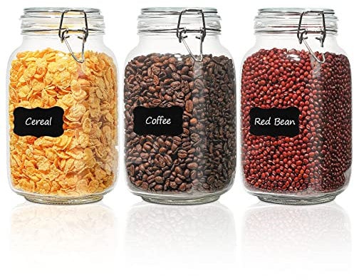 ComSaf Tarros de Conserva 1,5 L, Tarros con Tapón Mecánico, Tarros de Conserva con Tapa Abatible, Tarros de Conservación con Tapa Hermética, Tarros, Tarros de Fermentación, Juego de 3