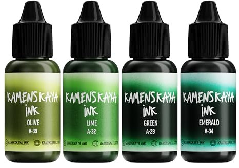 KAMENSKAYA Alcohol Ink Set #10: Farbkombination von Alkoholtinten, 4 Stück. Je 15 ml