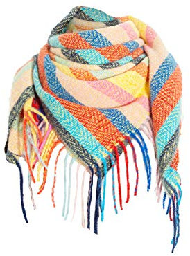 MILAX Damen Strickschal Vintage Elegant Lässige Wickelschal Soft Wrap Großen Dreieckschal Strick Dreieck Schale Retro Dreieckstuch Herbstschal Schnalle Dreieckschal Weich Warm Halten Winterschal
