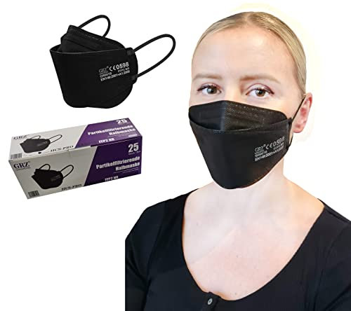 HCS-Pro FFP2 Maske (Schwarz), 25 Masken einzeln verpackt