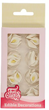 FunCakes Zucker Dekorationen Weiß Calla: Gebrauchsfertig für Tortendekoration, Perfekt für Cupcakes, Muffins und mehr, Edible Decorations Calla - Set/24