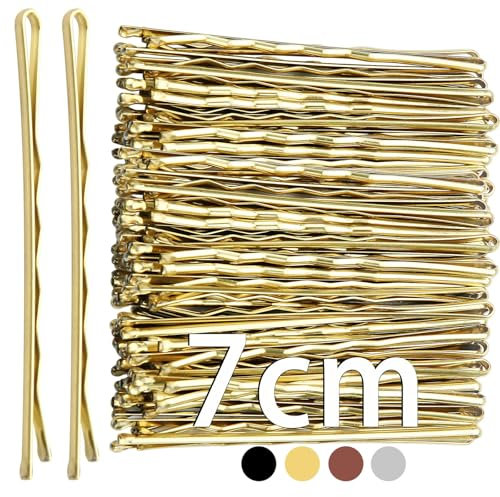 Mbsomnus 7cm Epingle Cheveux Or 50 Pièces Pince Plate Cheveux Femme Epingle à Cheveux Or Longue Bobby Pins Pour Filles Idéal pour Tous Types