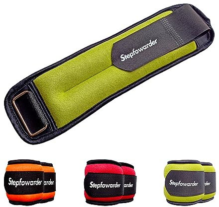 Stepfowarder Gewichtsmanschetten, 0.3Kg / 0.5Kg / 1Kg Handgewichte, Fußgewichte und Fußgelenkgewichte für Fitness, Bewegung, Laufen, Joggen, Gymnastik (2 * 1.0KG - Grün)