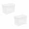 CHPL 2x 80 Litre Large Crystal Clear Plastic Storage Box With Secure Clip on Lid Stackable Organizing Box Transparent Container For Bedroom, Garage, Office (80 Litre)