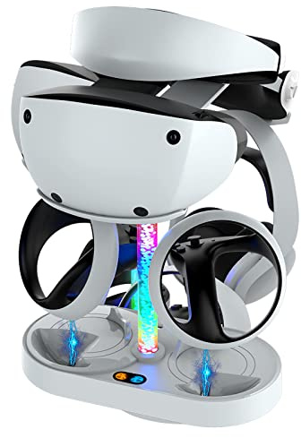 Ladestation für PS VR2, Vertikale Ladestation Dock Unterstützung für PSVR2 Headset, mit 4 Typ-C Magnetadaptern